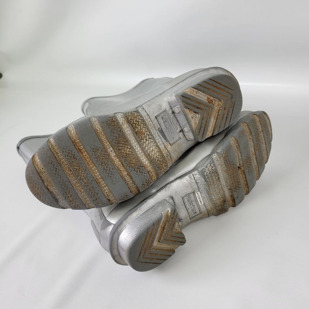 HUNTER Silver Tall Weighted Rain Boots B4/G5 - Picture 7 of 13